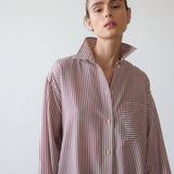 Jamie Haller - The Stripe Essential Shirt in Burgundy Natural