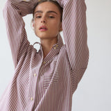Jamie Haller - The Stripe Essential Shirt in Burgundy Natural