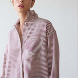 Jamie Haller - The Stripe Essential Shirt in Burgundy Natural