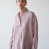 Jamie Haller - The Stripe Essential Shirt in Burgundy Natural