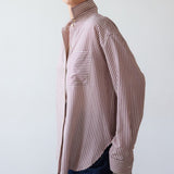 Jamie Haller - The Stripe Essential Shirt in Burgundy Natural