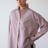 Jamie Haller - The Stripe Essential Shirt in Burgundy Natural