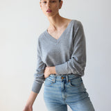 Jamie Haller - The V Fave Cashmere Sweater in Light Heather
