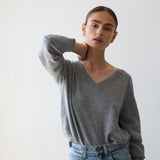 Jamie Haller - The V Fave Cashmere Sweater in Light Heather