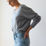 Jamie Haller - The V Fave Cashmere Sweater in Light Heather