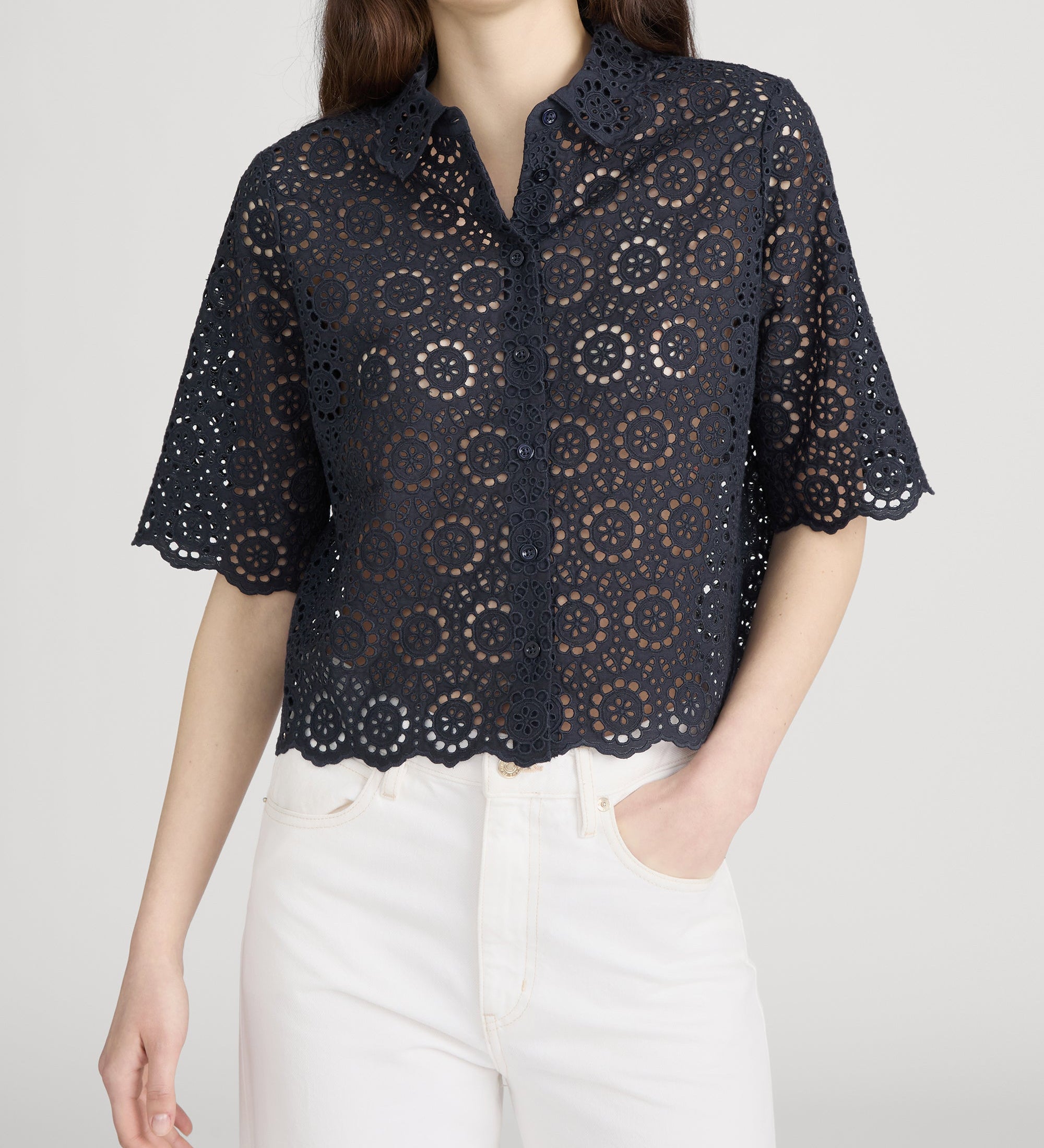 FRAME - The Petal Eyelet Shirt