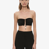 Christopher Esber - Droplet Crystal Pendant Ruched Bandeau