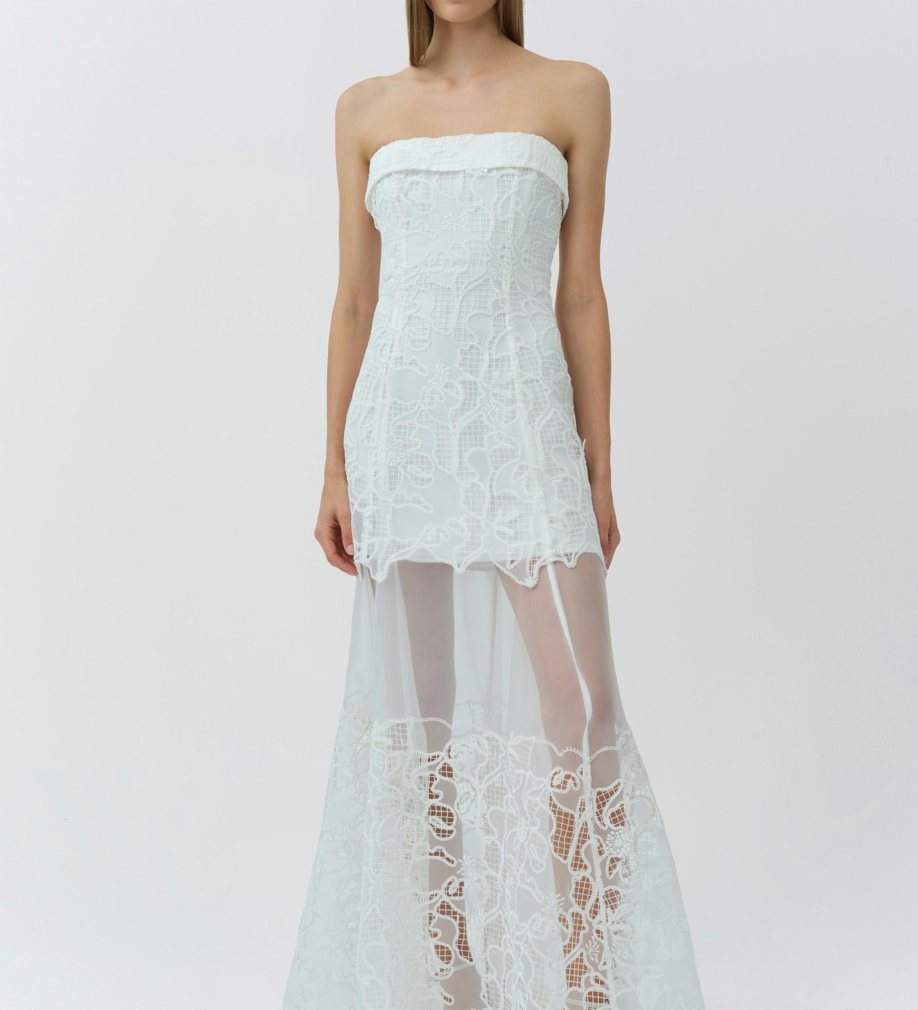 Simkhai - Rennis Embroidered Organza Bustier Gown