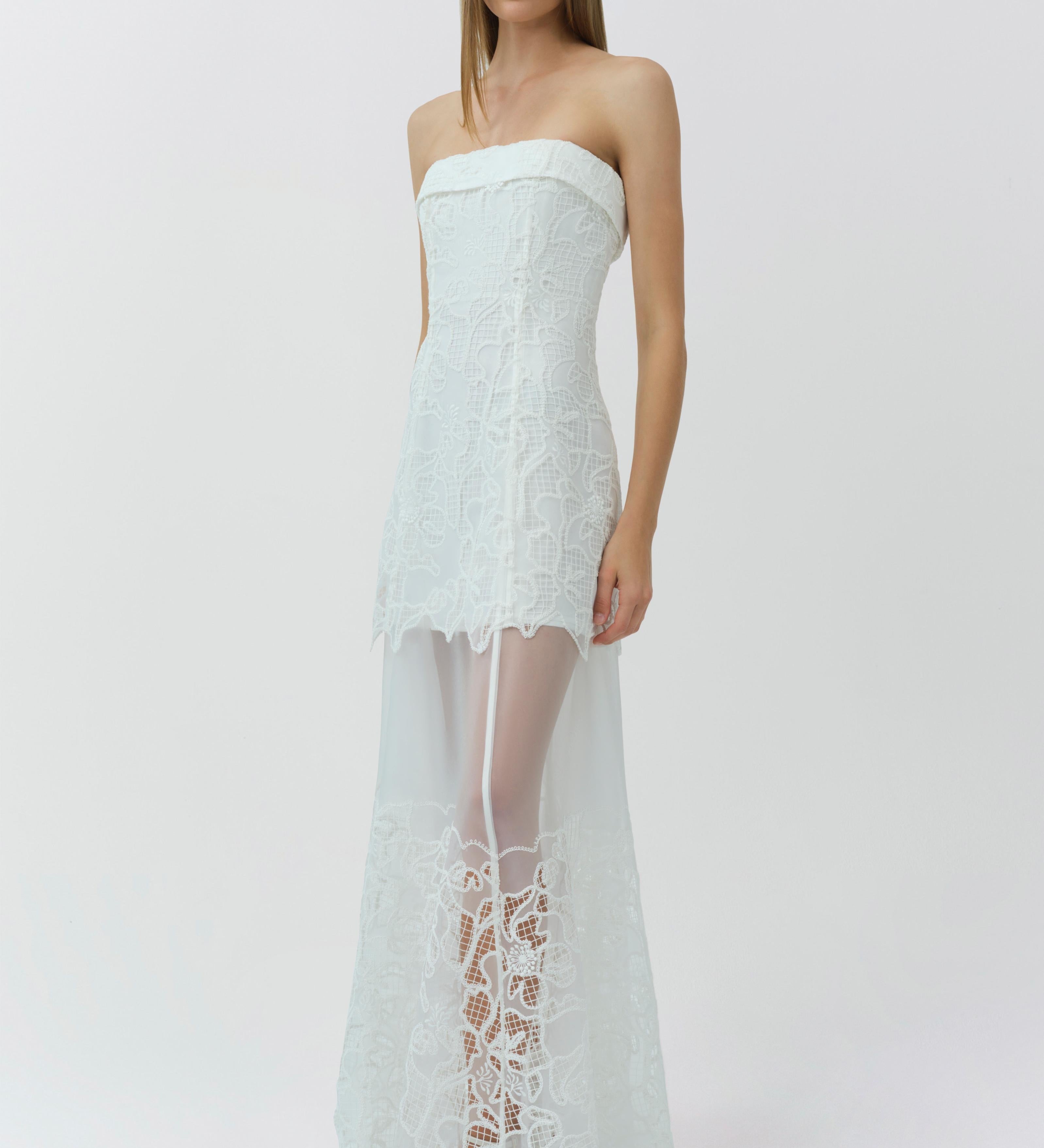 Simkhai - Rennis Embroidered Organza Bustier Gown