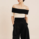 Posse - THEO OTS TOP - BLACK STRIPE
