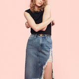 FRAME - Deconstructed Fray Hem Skirt -- Salem