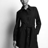 FRAME - Belted Trench Long Sleeve Dress -- Black