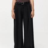 St. Agni - Wide Leg Pleat Pants - Black