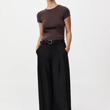 St. Agni - Wide Leg Pleat Pants - Black