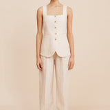 Posse - LUCILLE GILET - BEIGE PINSTRIPE