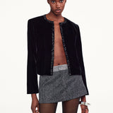 FRAME - Embellished Velvet Jacket -- Black