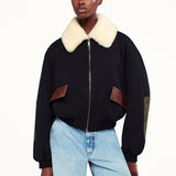FRAME - Mixed Leather Bomber -- Black