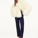 FRAME - Shaggy Shearling Coat -- Cream