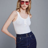 FRAME - The Satin Trim Tank -- Alabaster
