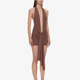 Christopher Esber - Pierced Orbit Halter Drape Mini Dress