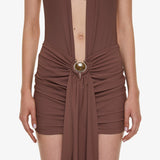 Christopher Esber - Pierced Orbit Halter Drape Mini Dress