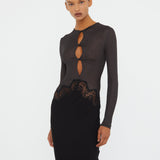 Christopher Esber - Open Twist Verner Lace Long Sleeve Dress