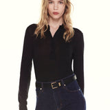 FRAME - The Long Sleeve Caddy Polo -- Black