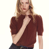 FRAME - The Cashmere Pointelle Cardi -- Chestnut