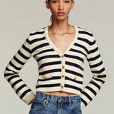 FRAME - The Harbor Cardigan -- Navy Multi