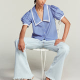 FRAME - The Stripe Sailor Blouse -- Oxford Blue Multi