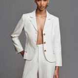 FRAME - The Linen Smart Blazer -- White