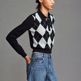 FRAME - The Argyle Polo -- Grey Multi