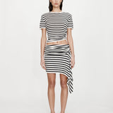Christopher Esber - Stripe Knit Extension Drape Mini Skirt