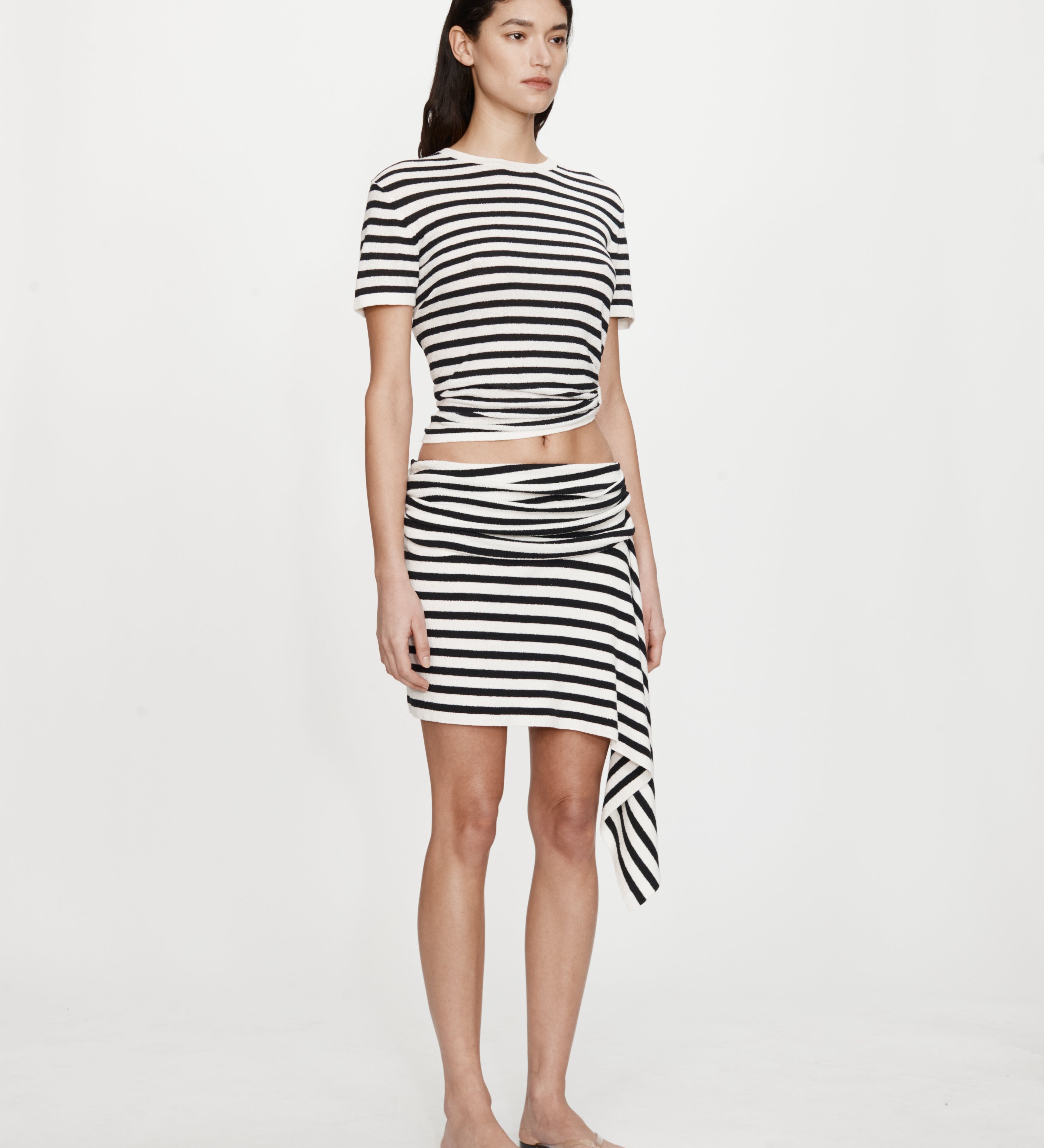 Christopher Esber - Stripe Knit Extension Drape Mini Skirt