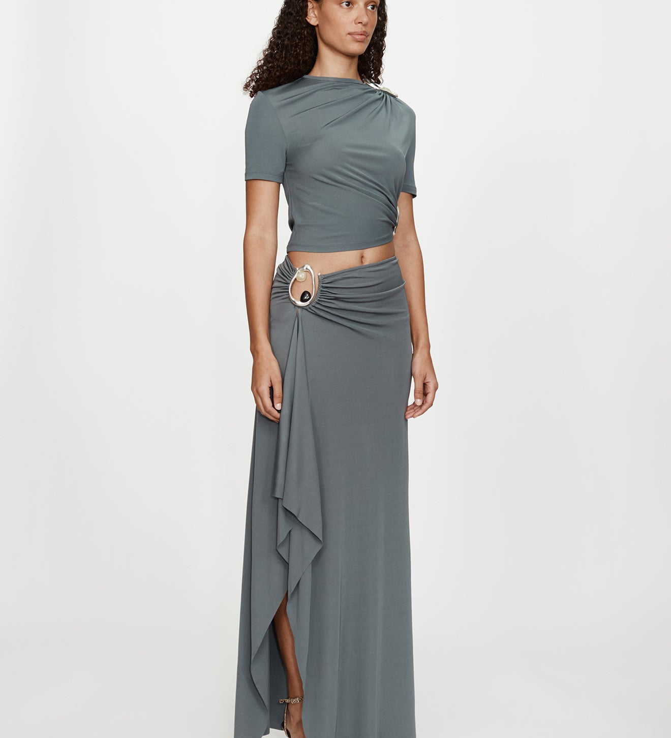 Christopher Esber - Orica Crystal Ruched Jersey Tee