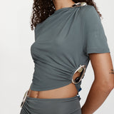 Christopher Esber - Orica Crystal Ruched Jersey Tee