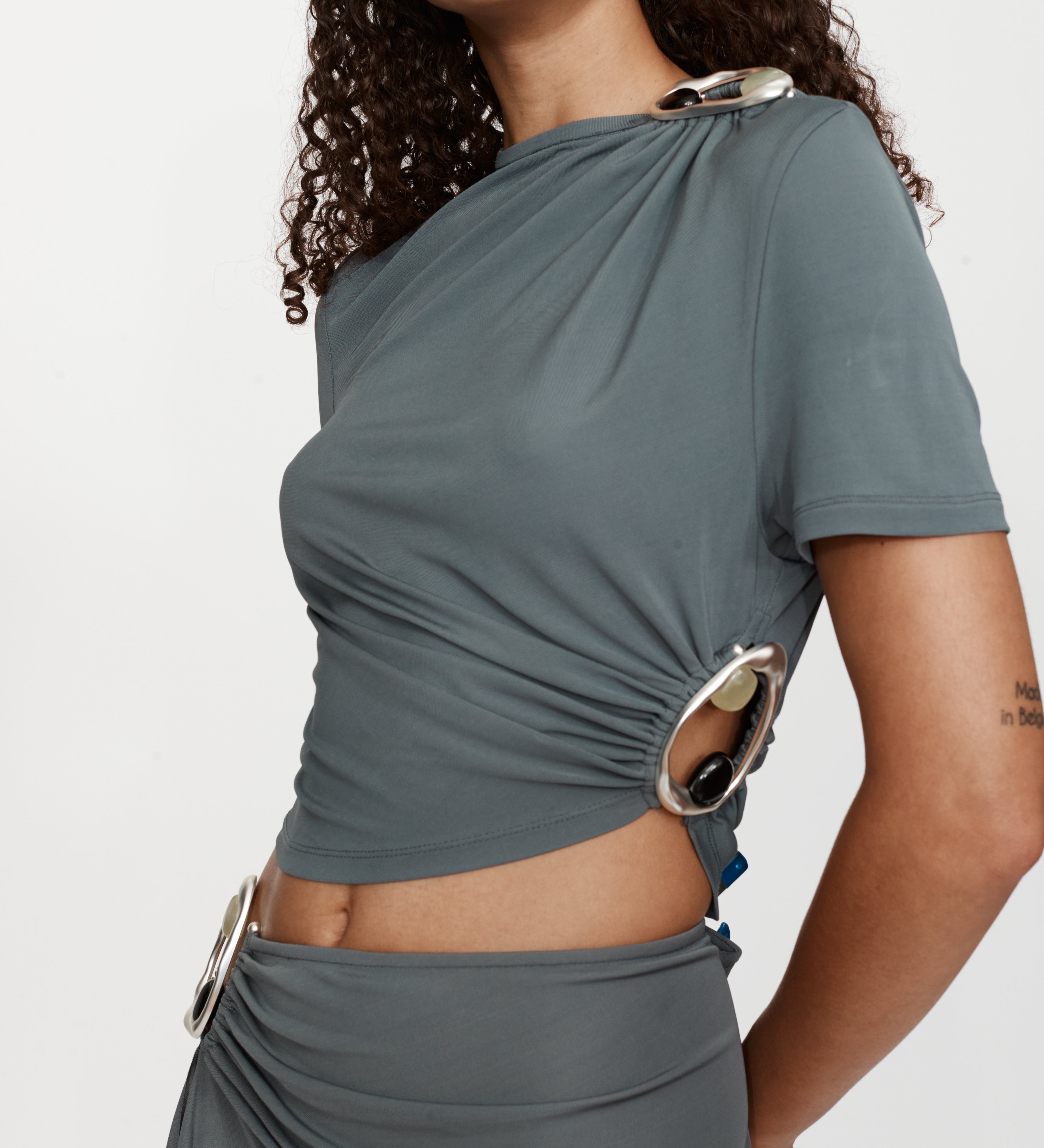 Christopher Esber - Orica Crystal Ruched Jersey Tee