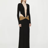 Christopher Esber - Contour Suede Belted Long Sleeve Gown