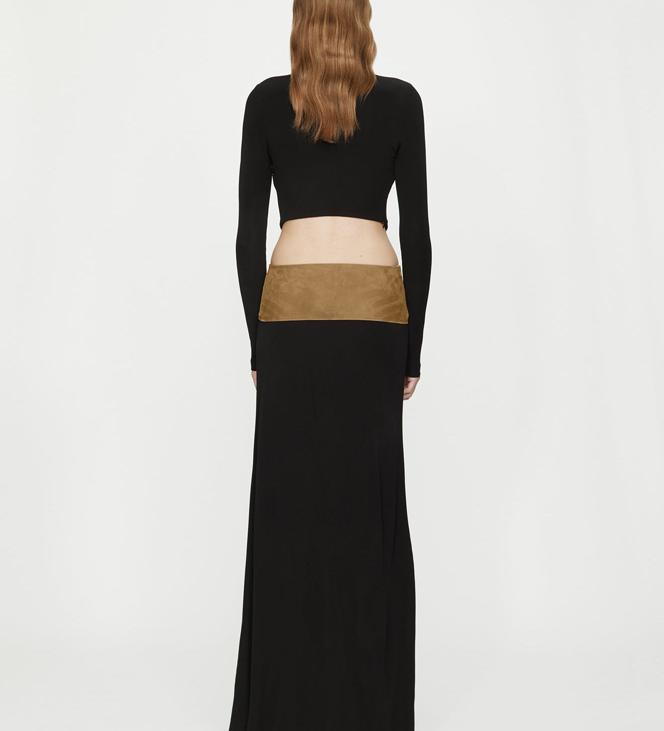 Christopher Esber - Contour Suede Belted Long Sleeve Gown