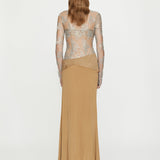 Christopher Esber - Sèpienne Lace Suede Belted Jersey Gown