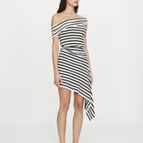 Christopher Esber - Stripe Knit Extension Drape Mini Dress