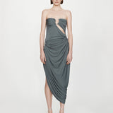 Christopher Esber - Orica Crystal Ruched Jersey Strapless Dress