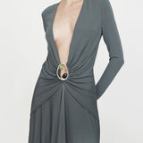Christopher Esber - Orica Crystal Ruched Long Sleeve Dress