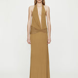 Christopher Esber - Contour Suede Belted Jersey Halter Gown