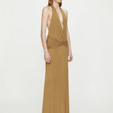Christopher Esber - Contour Suede Belted Jersey Halter Gown