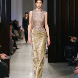 Christopher Esber - Swept Chain Lace Velvet Column Gown