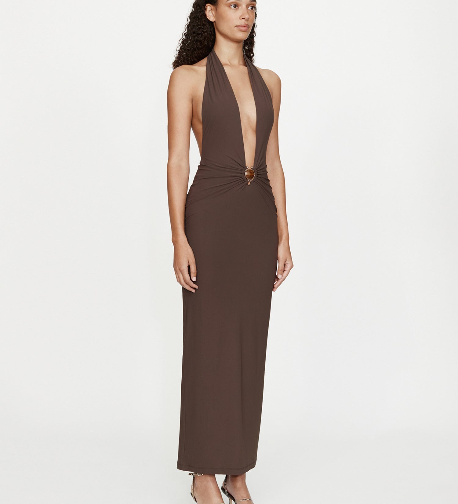 Christopher Esber - Mineral Stone Ruched Halter Lycra Dress