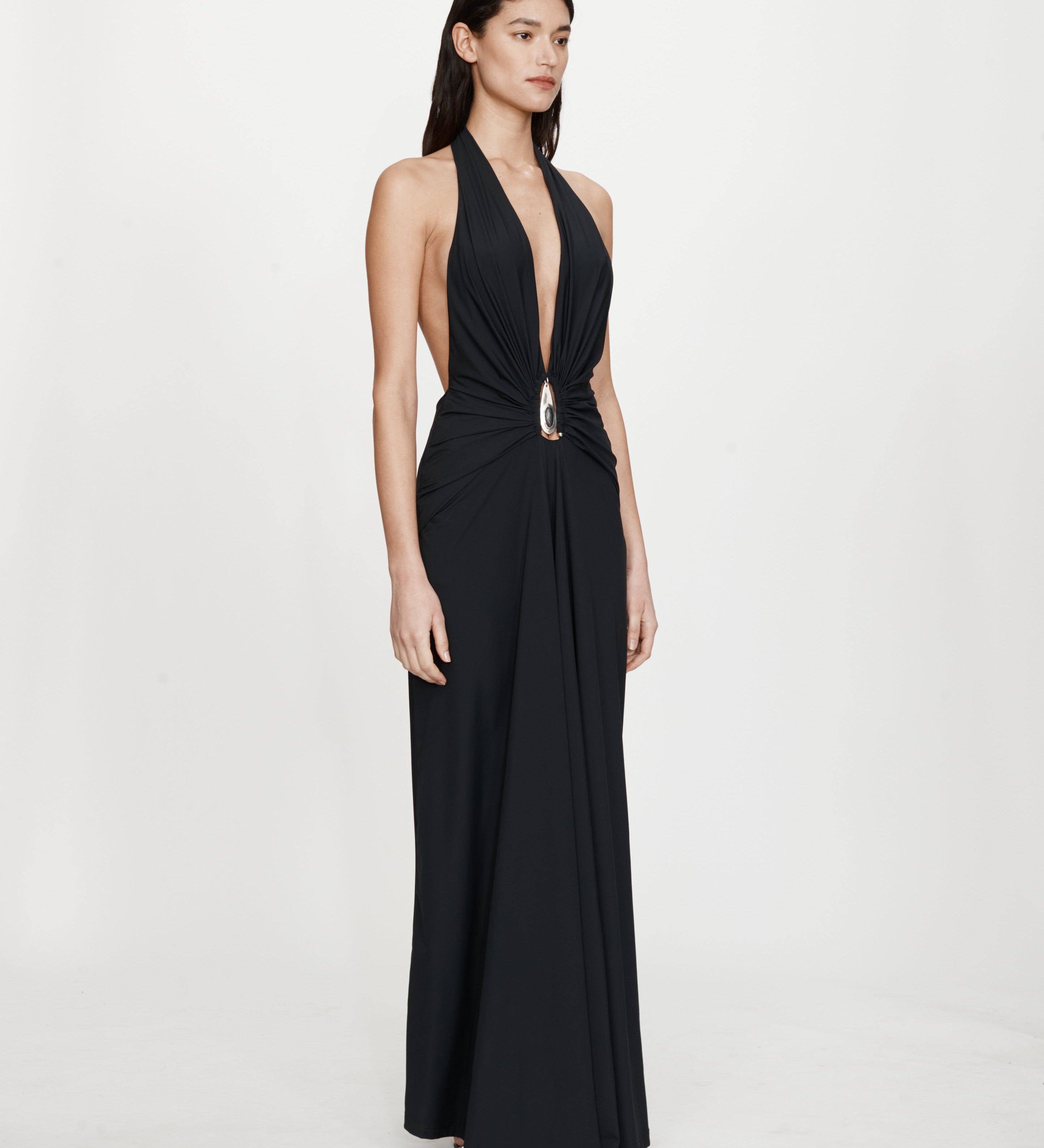 Christopher Esber - Crystal Pendant Ruched Lycra Halter Dress