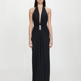 Christopher Esber - Crystal Pendant Ruched Lycra Halter Dress