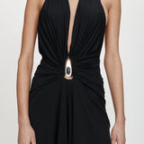 Christopher Esber - Crystal Pendant Ruched Lycra Halter Dress